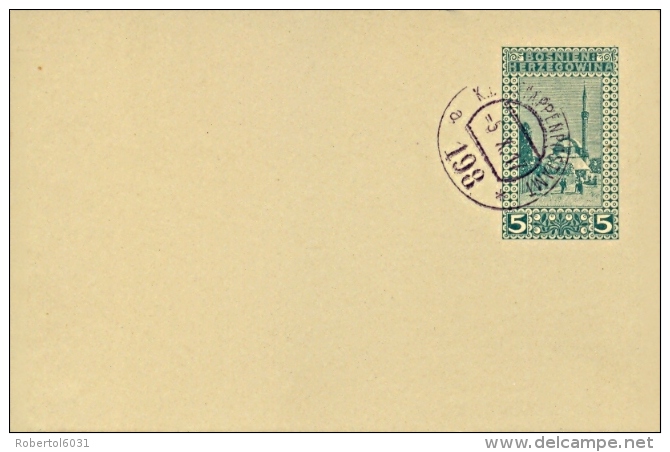 Bosnia-Herzegovina 1917 Postal Stationery Postcard 5 H. With Cancel "KuK Etappenpostamt 198" Unused - Guerre Mondiale (Première)