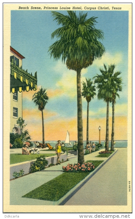 Texas - Corpus Christi - Beach Scene, Princess Louise Hotel - Corpus Christi