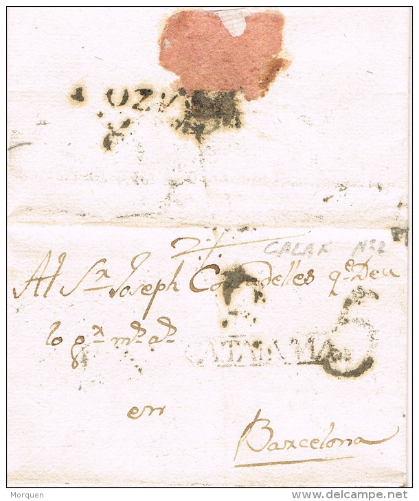 5730. Carta Entera Pre Filatelica CALAF (Barcelona) 1796 - ...-1850 Prefilatelia