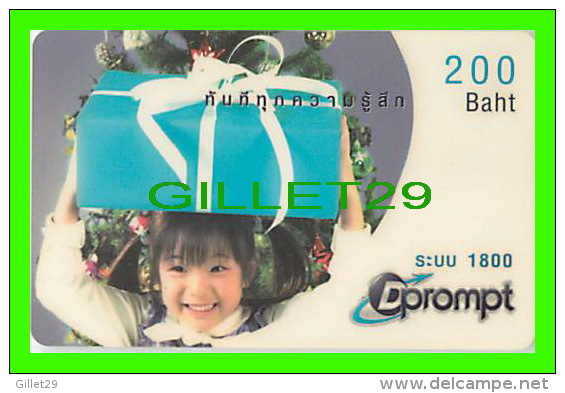 TÉLÉCARTES THAILANDE - DPROMPT - JEUNE FILLE AVEC UN CADEAU - 200 BAHT - 02/2005 - PHONECARDS THAILAND - - Autres - Asie