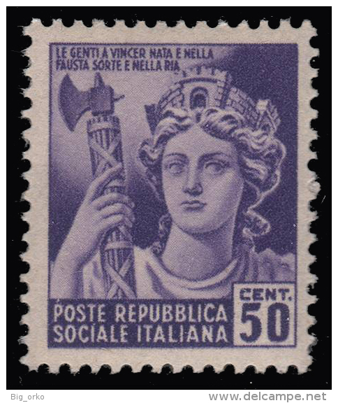 Italia: R.S.I. - Monumenti Distrutti / 2^ Emissione: 50 C. Violetto - 1944/45 - Neufs