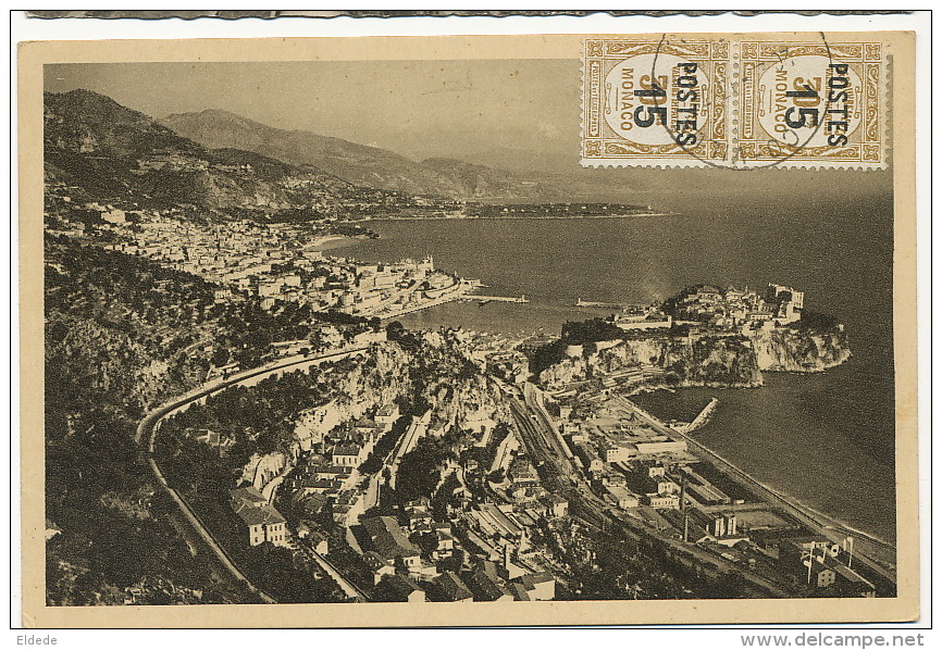 Monaco Monte Carlo Vue Panoramique Avec 2 Timbres Recouvrement Postes 15 - Monte-Carlo