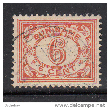 Surinam Used Scott #86 6c Numeral, Red Orange - Surinam