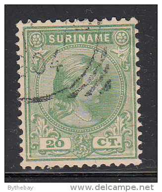 Surinam Used Scott #28 20c Queen Wilhelmina, Green - Surinam