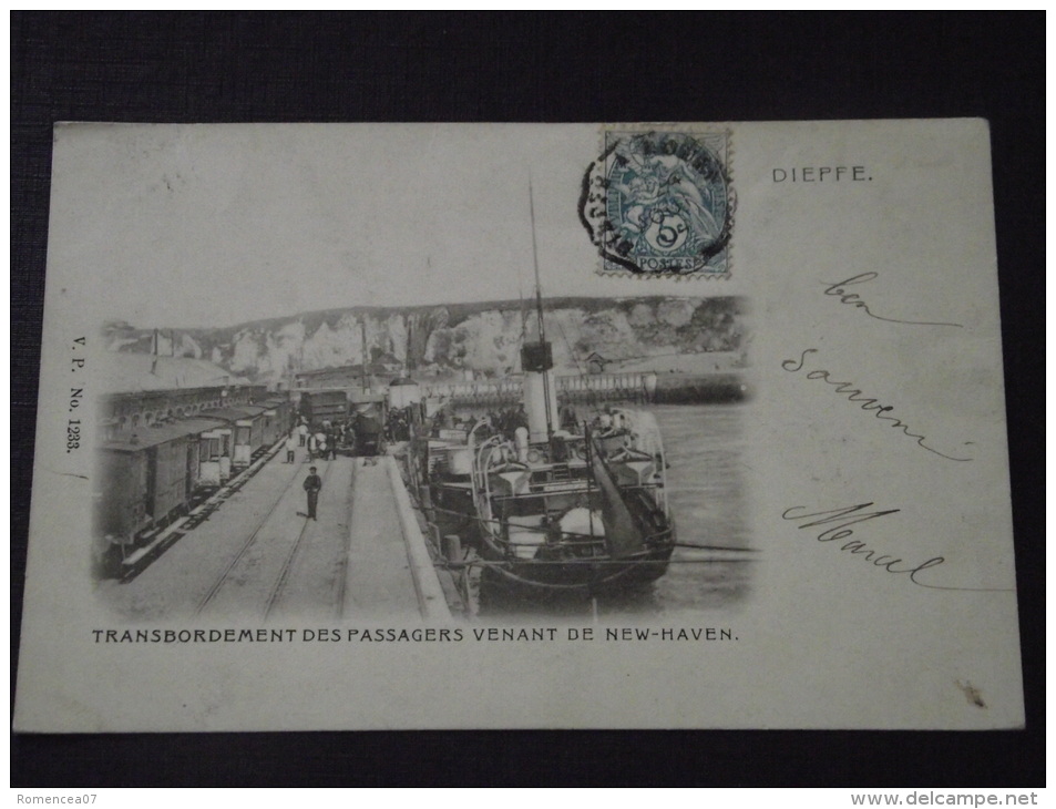 DIEPPE (Seine-Maritime) - Transbordement Des Passagers Venant De NEW-HAVEN - Navire - Train - Chemin De Fer-24 Août 1904 - Dieppe