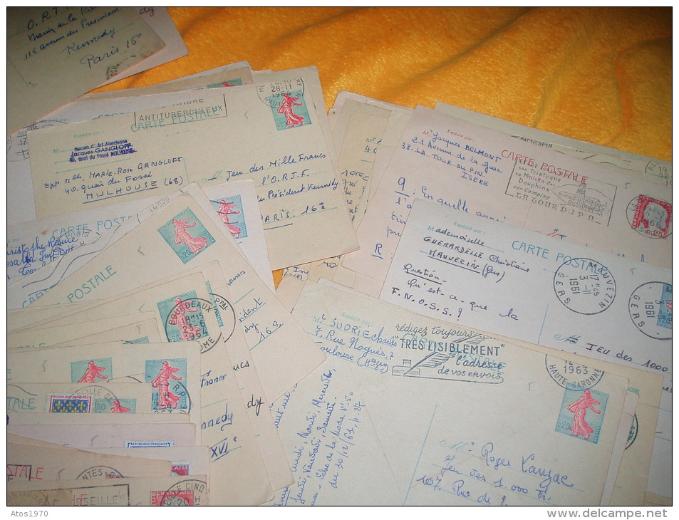 GROS LOT DE 71 CARTES POSTALES LETTRES DES ANNEES 1960 / JEUX DES MILLES FRANCS / FLAMMES ET CACHETS DIFFERENTS + TIMBRE - 1961-....