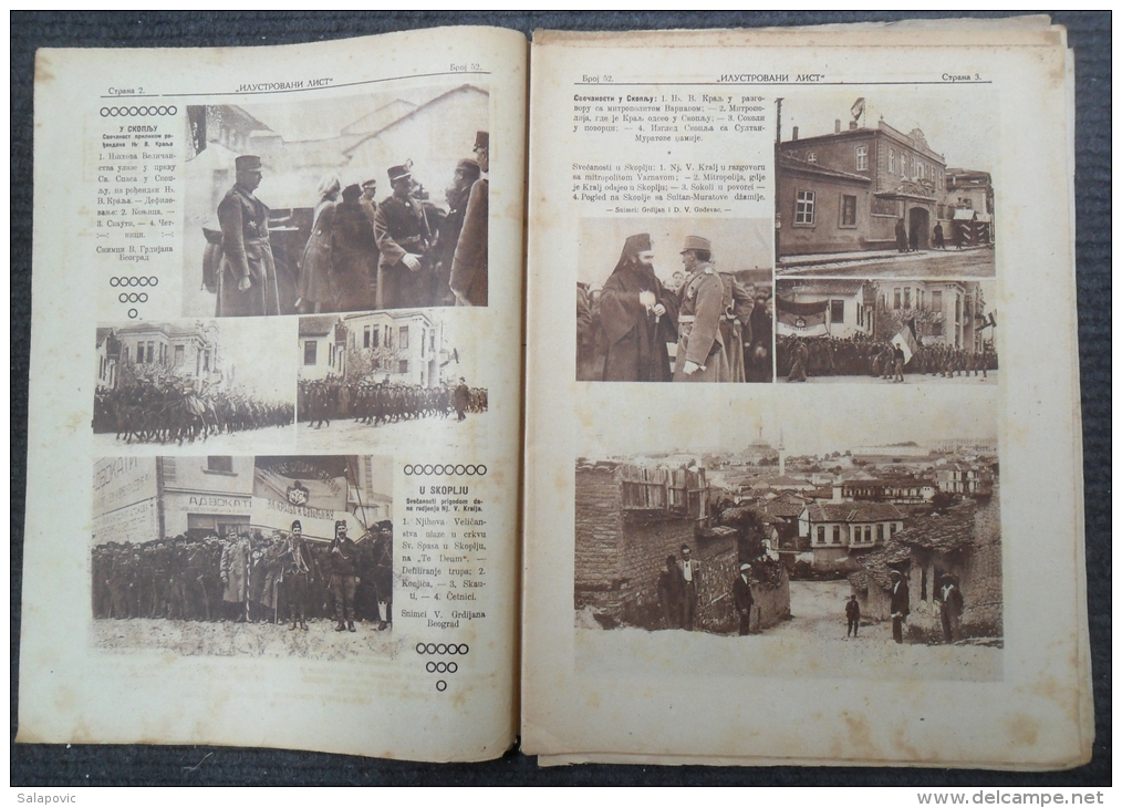 ILUSTROVANI LIST, OTKRIVANJE SPOMENIKA BORCIMA ZA OSLOBODENJE U SKOPJU, CETNIK, CETNICI NA SVECANOSTI  1924   4 SCANS - Zeitungen & Zeitschriften