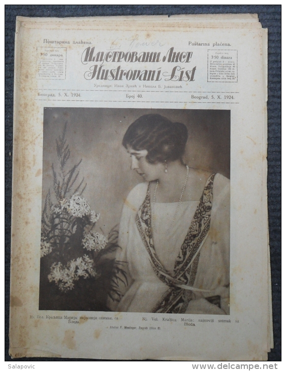 ILUSTROVANI LIST, NJ. VEL. KRALJICA MARIJA   1924   4 SCANS - Zeitungen & Zeitschriften