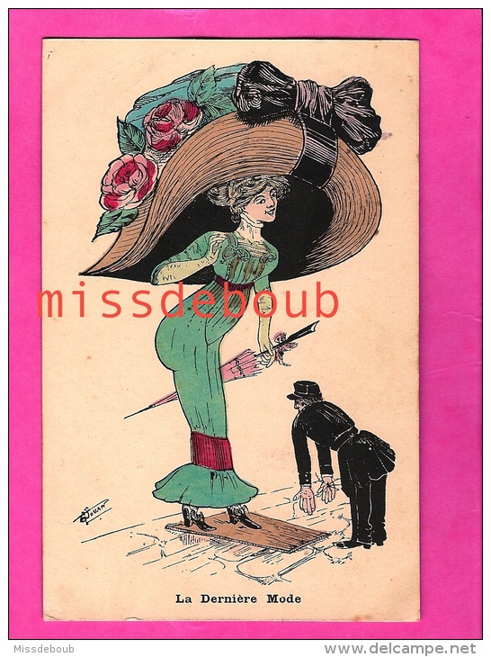 MODE - Illustration De G. JOUAN ? -- La Dernière Mode - Carte Vierge -The Last Fashion, Enormous Hats - Mode