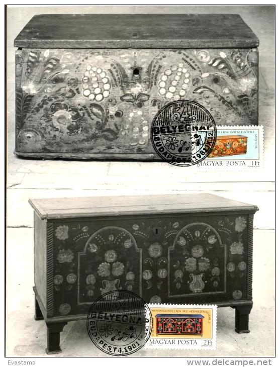 HUNGARY - 1981.Maximum Card II.- Bridal Chests / Folk Art  - 54th Stampday Mi:3505-3506. - Maximumkarten (MC)