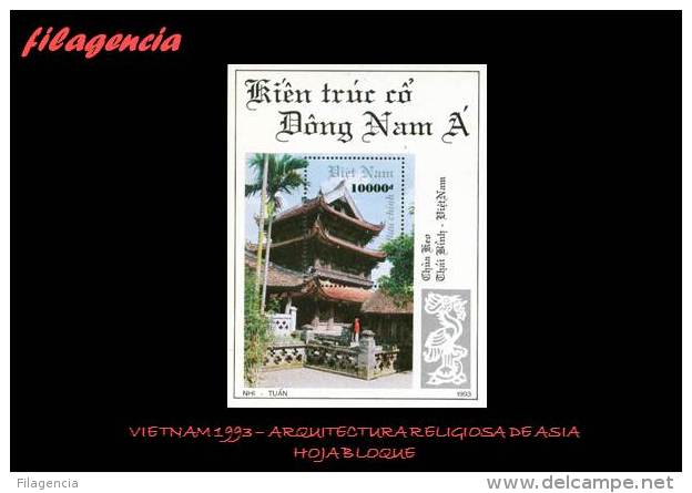 ASIA. VIETNAM MINT. 1993 ARQUITECTURA RELIGIOSA EN ASIA. HOJA BLOQUE - Vietnam