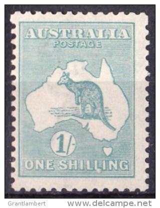 Australia 1916 Kangaroo 1 Shilling Blue-Green 3rd Wmk MH - Variety - Mint Stamps