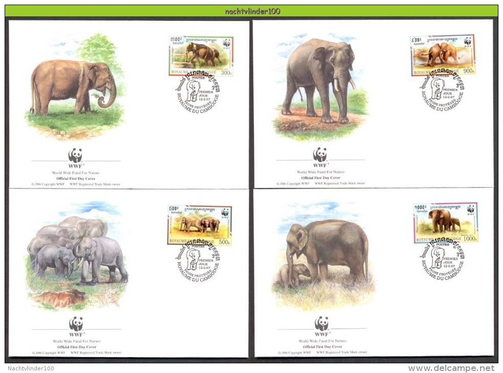 Nat214fb WWF FAUNA ZOOGDIEREN OLIFANT ELEPHANT MAMMALS ELEFANT CAMBODJA CAMBODGE 1997 FDC's - FDC