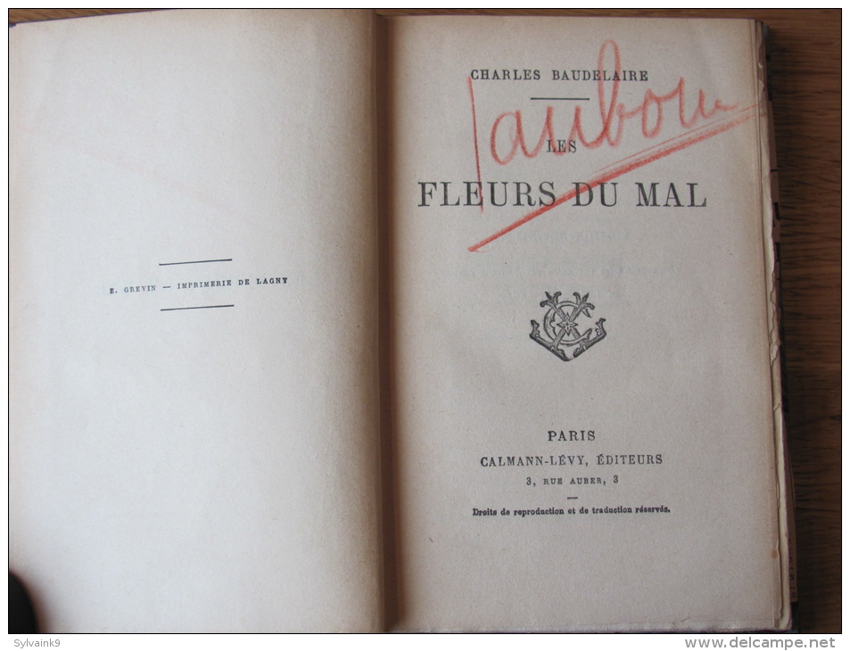 CHARLES BAUDELAIRE LES FLEURS DU MAL  CALMANN LEVY EDITION DEFINITIVE     RELIE - 1901-1940