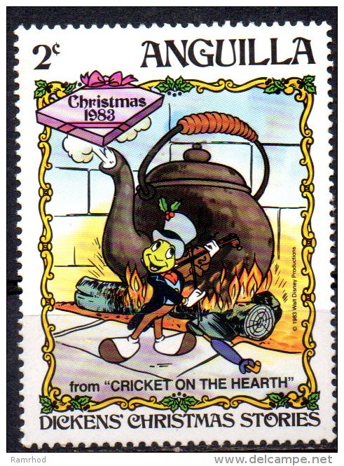 ANGUILLA 1983 Christmas. Walt Disney Cartoon Characters -  2c. - Jiminy With Fiddle ("Cricket On The Hearth")  MNH - Anguilla (1968-...)