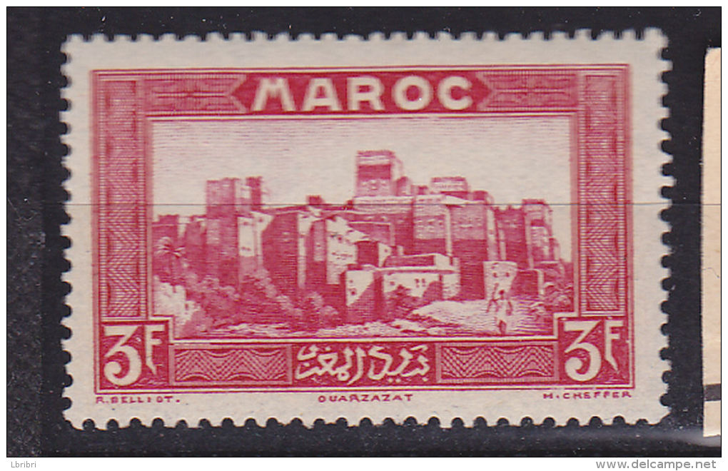 MAROC N° 146 3F ROSE CARMIN KASBAH DE ST MADANI GLAOUI NEUF AVEC CHARNIERE - Unused Stamps