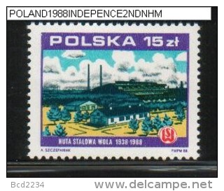 POLAND 1988 70TH ANNIV OF GAINING INDEPENDENCE AFTER WW1 1918-1988 SERIES 2 NHM Huta Stalowa Wola Steel Foundry Trees - WW1