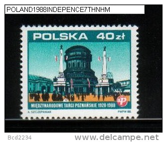POLAND 1988 70TH ANNIV OF GAINING INDEPENDENCE AFTER WW1 1918-1988 SERIES 7 NHM International Trade Fair Poznan - 1. Weltkrieg