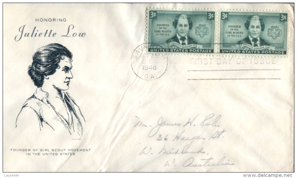 (366) USA FDC Coverposted To Australia - Premier Jour - 1948 - Juliette Law - 1941-1950