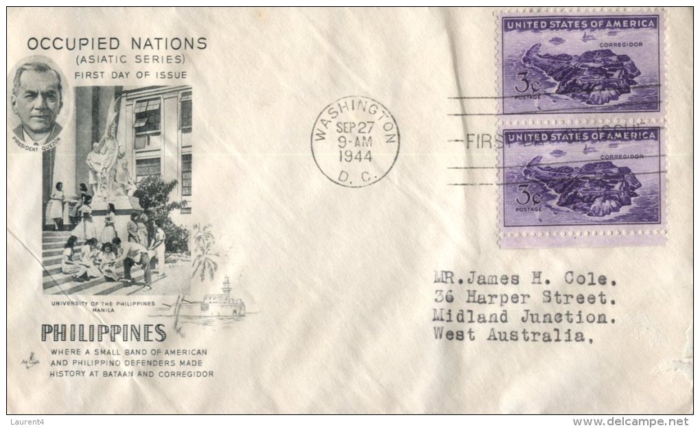 (366) USA FDC Coverposted To Australia - Premier Jour - 1944 - Occupied Nationa - Philippines - 1941-1950