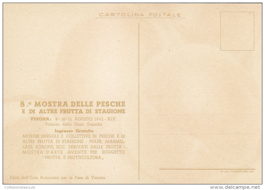$3-2799- Verona Mostra Delle Pesche 1941 -  F.g. Non Vg. - Reclame
