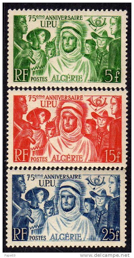 ALGERIE N° 276/78 X 75ème Anniversaire De L'UPU Les 3 Valeurs  Trace De Charnière Sinon TB - Neufs