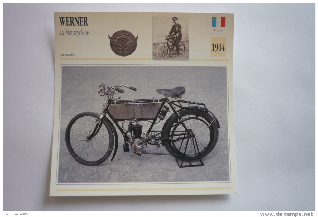 Transports - Sports Moto-carte Fiche Technique Moto - Werner La Motocyclette - Tourisme -1904 ( Description Au Dos - Motorcycle Sport