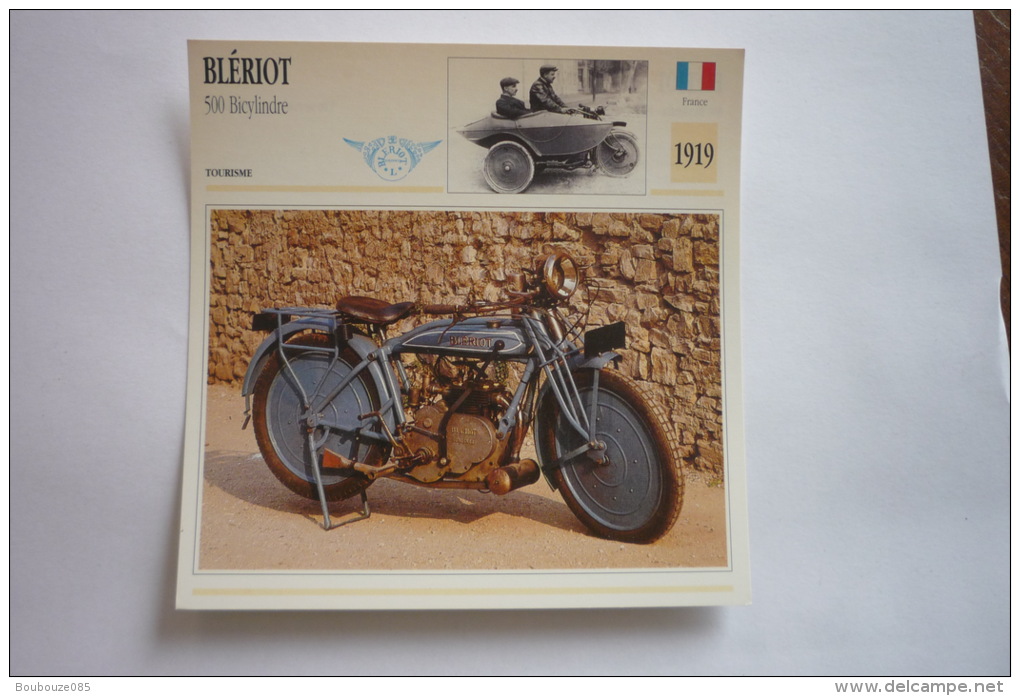 Transports - Sports Moto-carte Fiche Technique Moto - Bleriot 500 Bicylindre - Tourisme -1919 ( Description Au Dos - Motorcycle Sport