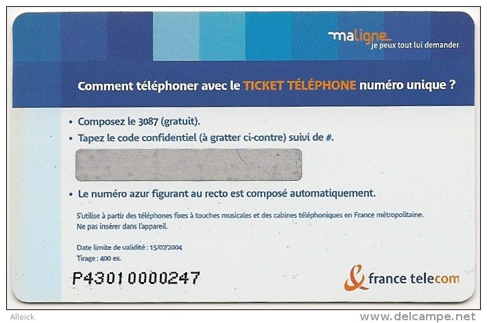 Ticket FT Non Référencé  -  NEUF   -    EDUDOM    -  Collège François Marie Luzel De Plouaret  -          5mn    RARE - Tickets FT