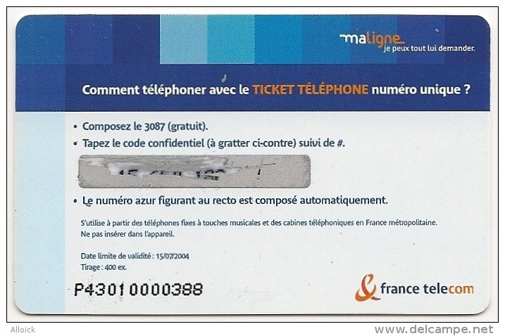 Ticket FT Non Référencé  -  NEUF   -    EDUDOM    -  Collège François Marie Luzel De Plouaret  -          5mn    RARE - FT