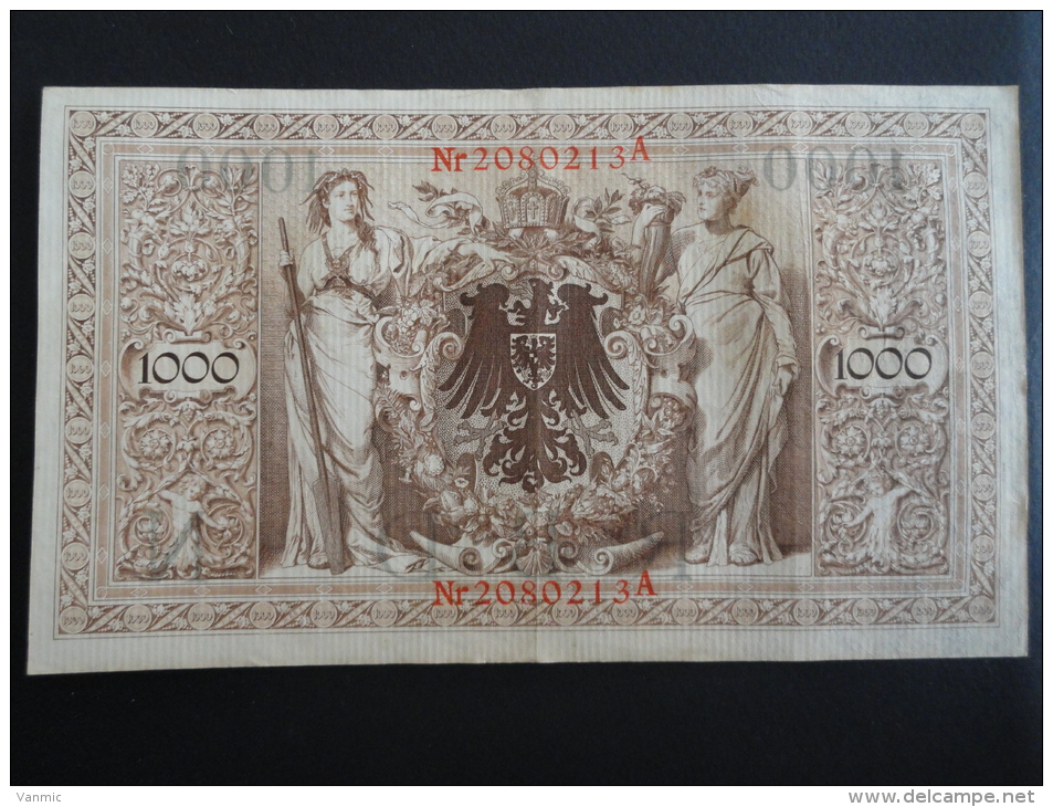 1910 A - 21 Avril 1910 - Billet 1000 Mark - Allemagne - Série A : N° 2080213 A - ReichsBanknote Deutschland Germany - 1.000 Mark