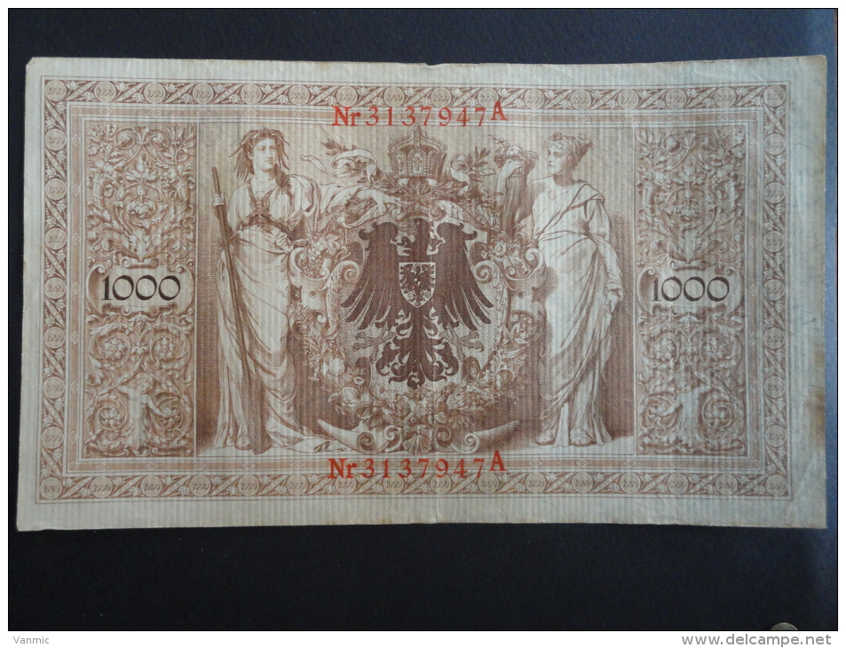 1910 A - 21 Avril 1910 - Billet 1000 Mark - Allemagne - Série A : N° 3137947 A - ReichsBanknote Deutschland Germany - 1000 Mark