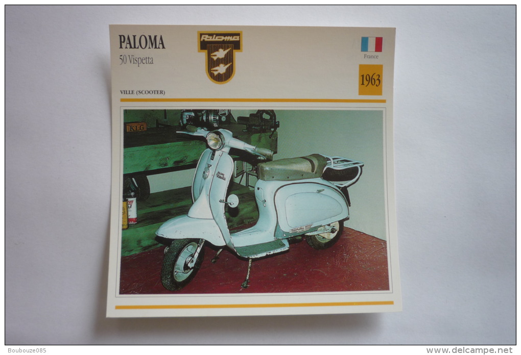 Transports - Sports Moto-carte Fiche Technique Moto - Paloma 50 Vispetta - Scooter -1963 ( Description Au Dos - Motorcycle Sport