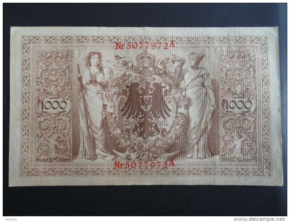 1910 A - 21 Avril 1910 - Billet 1000 Mark - Allemagne - Série A : N° 5077972 A - ReichsBanknote Deutschland Germany - 1000 Mark