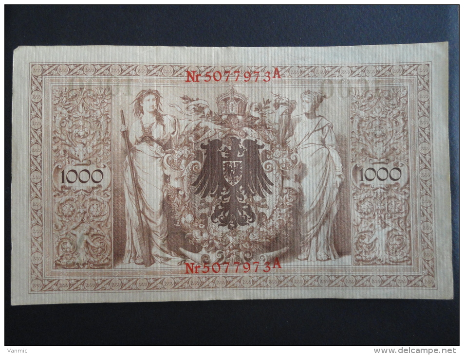 1910 A - 21 Avril 1910 - Billet 1000 Mark - Allemagne - Série A : N° 5077973 A - ReichsBanknote Deutschland Germany - 1.000 Mark