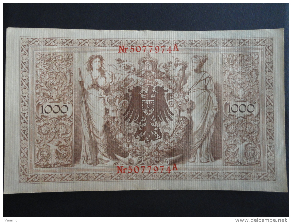 1910 A - 21 Avril 1910 - Billet 1000 Mark - Allemagne - Série A : N° 5077974 A - ReichsBanknote Deutschland Germany - 1000 Mark