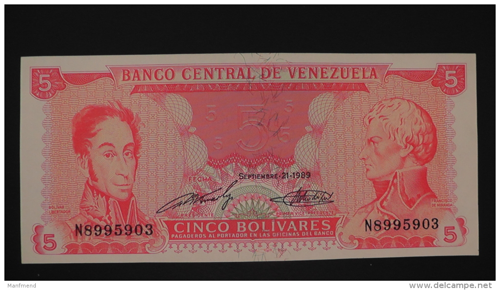 Venezuela - P 70a - 5 Bolivares - 1989 - Unc - Look Scan - Venezuela