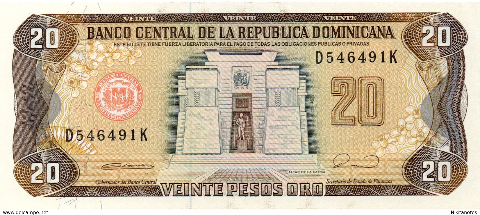 DOMINICAN REPUBLIC 20 PESOS ORO ND 1990 P 133 UNC - Repubblica Dominicana