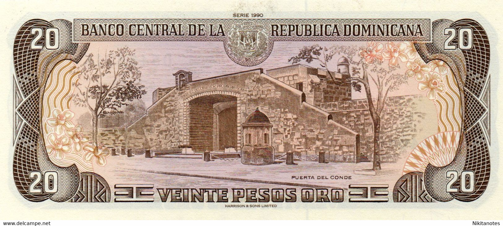 DOMINICAN REPUBLIC 20 PESOS ORO ND 1990 P 133 UNC - Repubblica Dominicana