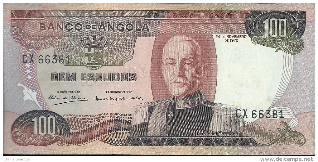Angola 100 Escudos Marechal Carmona 1972 UNC CX 66381 - Angola