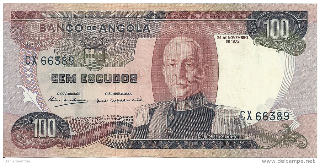 Angola 100 Escudos Marechal Carmona 1972  CX 66389 UNCIRCULATED - Angola