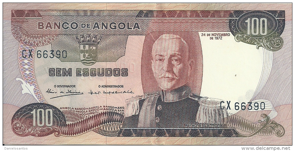 Angola 100 Escudos Marechal Carmona 1972  CX 66390 UNCIRCULATED - Angola