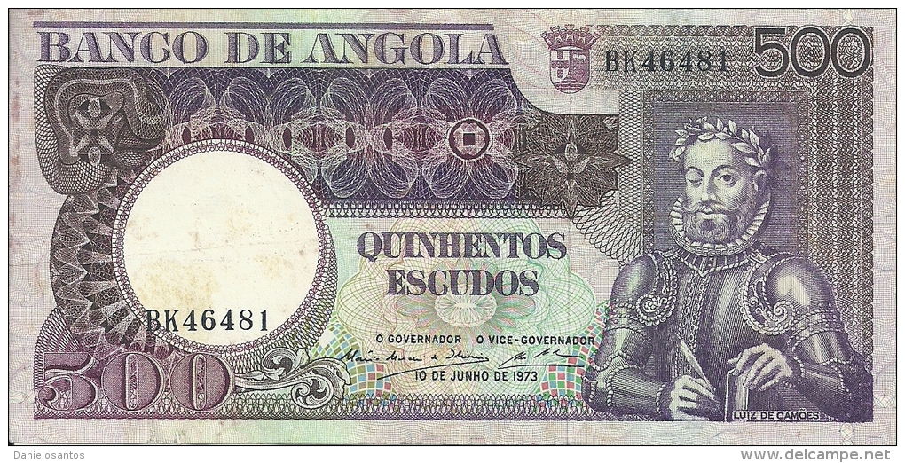 Angola 500 Escudos Luiz De Camoes 1973  (Please See Scan) - Angola