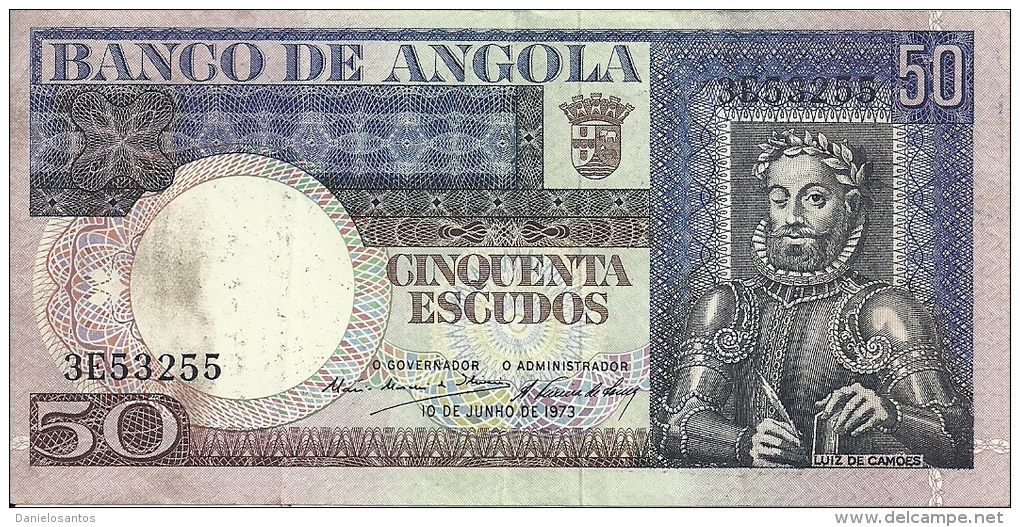 Angola 50 Escudos Luiz De Camoes 1973 (Please See Scan) - Angola