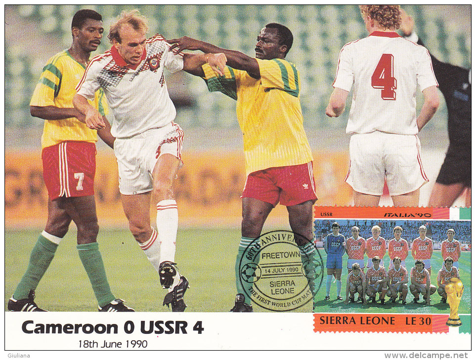 Cartolina Italia 1990 Con Francobollo Sierra Leone -  Camerun-Russia 0-4 - 1990 – Italien