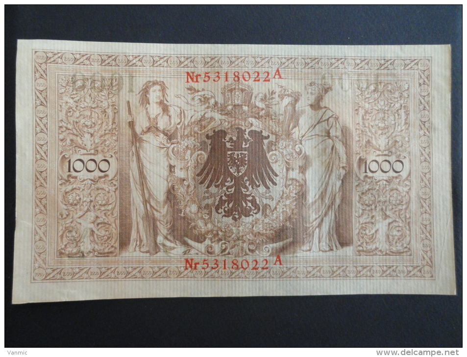 1910 A - 21 Avril 1910 - Billet 1000 Mark - Allemagne - Série A : N° 5318022 A - ReichsBanknote Deutschland Germany - 1.000 Mark