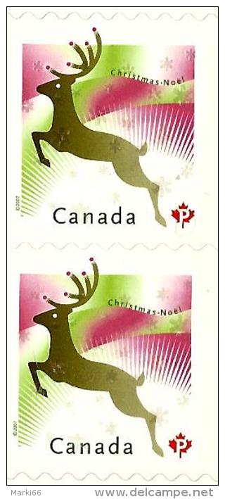 Canada - 2007 - Christmas - Deer - Mint Booklet Stamp Pair (local Rate) - Timbres Seuls
