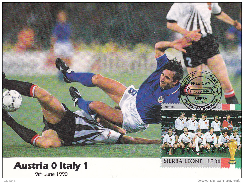 Cartolina Italia 1990 Con Francobollo Sierra Leone - Austria-Italia 0-1 - 1990 – Italien