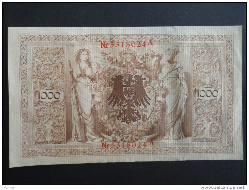 1910 A - 21 Avril 1910 - Billet 1000 Mark - Allemagne - Série A : N° 5318024 A - ReichsBanknote Deutschland Germany - 1000 Mark