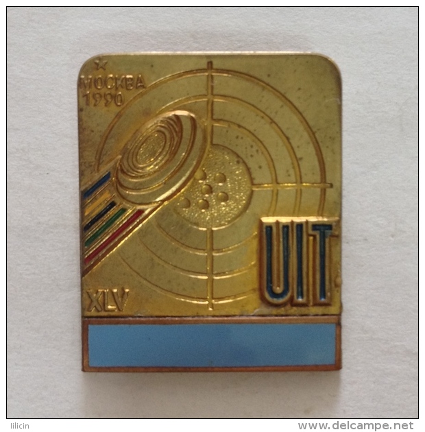 Badge Pin ZN000475 - Shooting Weapons Soviet Union (USSR SSSR CCCP) Moscow World Championships 1990 UIT - Other & Unclassified